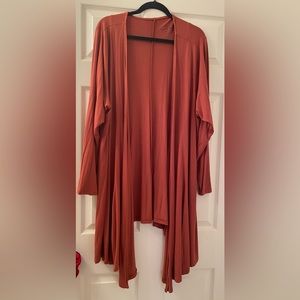 Torrid long rust orange super soft fabric duster open cardi Sz 4
